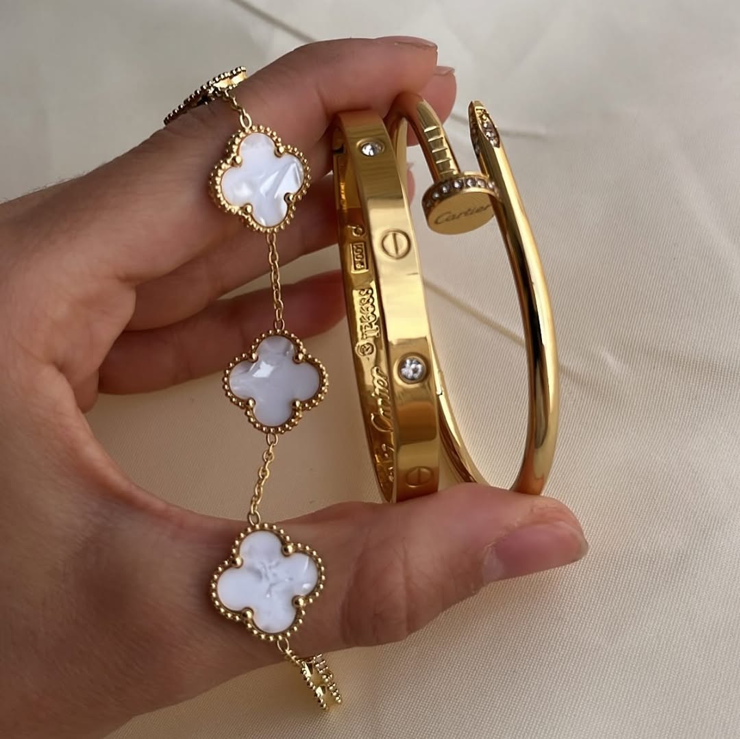 Premium Cartier,Vancleef White and Nail Bracelet Set 3pcs