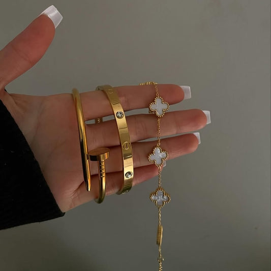 Premium Cartier,Vancleef White and Nail Bracelet Set 3pcs