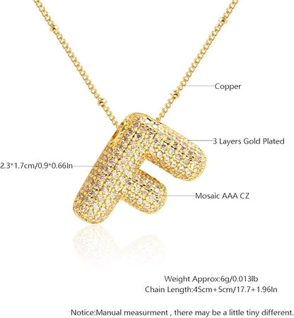 18k Gold Plated Alphabet Letter F Necklace