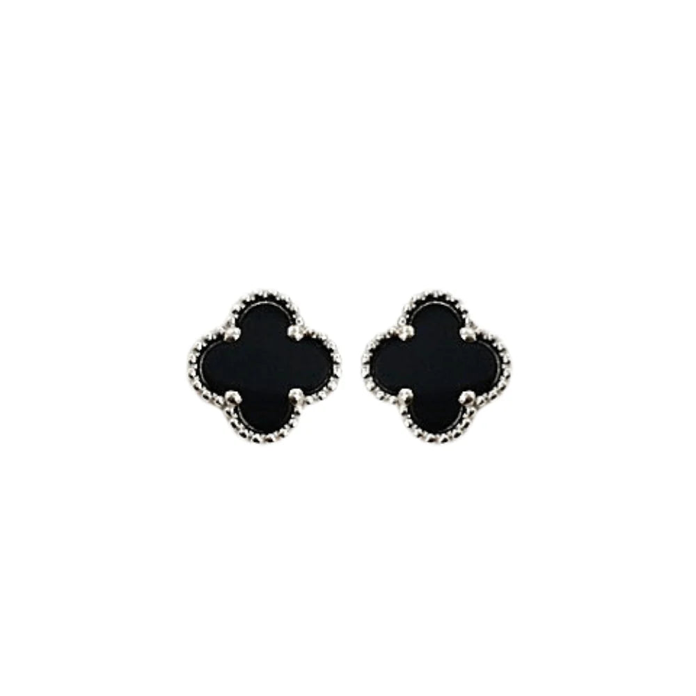 Black & Silver Clover Earrings