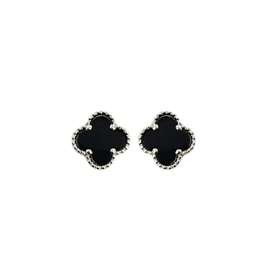 Black & Silver Clover Earrings