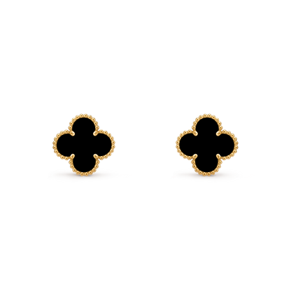 Black & Gold Clover Earrings